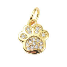 Load image into Gallery viewer, * Gold and Cubic Zirconia Paw Print Charm
