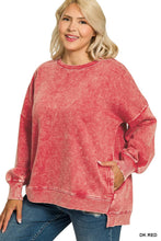 Load image into Gallery viewer, `Plus size Washed Fleece Hi Low Hem Pullover Zenana: +MOCHA-182443 / 3X
