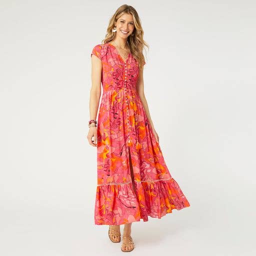 Aliya-Maxi Dress-Pink/Orange