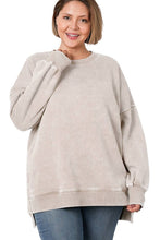 Load image into Gallery viewer, `Plus size Washed Fleece Hi Low Hem Pullover Zenana: HUNTER GREEN-201754 / 1X

