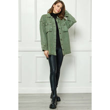 Load image into Gallery viewer, Denim Overshirt Jacket- Olive
