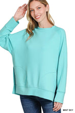 Load image into Gallery viewer, `Scuba Round Neck Pullover With Side Slits Zenana
