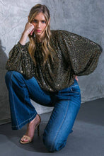 Load image into Gallery viewer, Holiday Glam-Sequin Blouse-Black
