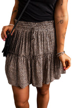 Load image into Gallery viewer, Leopard Frilled Drawstring Mini Skirt
