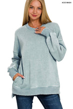 Load image into Gallery viewer, `Fleece Hi-low Sweatshirt With Pockets (Solid/Washed)

