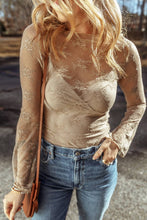 Load image into Gallery viewer, LDC Lace Mesh Crochet Splicing Slim Fit Long Sleeve Blouse
