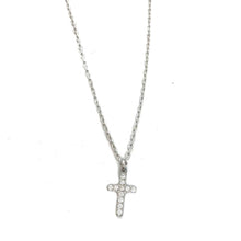 Load image into Gallery viewer, Silver Crystal Cross Necklace- Waterproof
