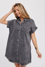 Load image into Gallery viewer, Frayed Denim Dress-Washed Black
