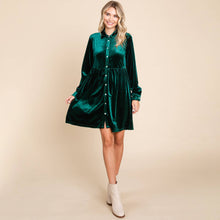 Load image into Gallery viewer, Feliz Navidad-Velvet Dress-Emerald
