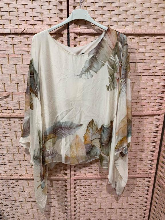 Italian Silk Blouse- Leaf Print