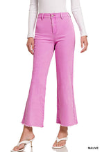 Load image into Gallery viewer, `Acid Wash Frayed Hem Straight Wide Denim Pants Zenana: MAHOGANY-156721 / M
