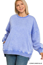 Load image into Gallery viewer, `Plus size Washed Fleece Hi Low Hem Pullover Zenana: HUNTER GREEN-201754 / 1X
