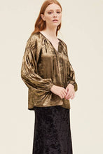 Load image into Gallery viewer, Noelle-Shine Blouse-Gold/Black
