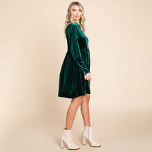 Load image into Gallery viewer, Feliz Navidad-Velvet Dress-Emerald
