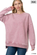 Load image into Gallery viewer, `Plus size Washed Fleece Hi Low Hem Pullover Zenana: HUNTER GREEN-201754 / 1X
