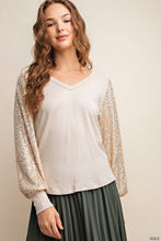 Load image into Gallery viewer, Clara-Sequence Sleeve Top-Gold
