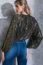 Load image into Gallery viewer, Holiday Glam-Sequin Blouse-Black
