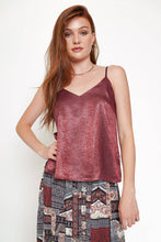 Load image into Gallery viewer, Merlot Sparkle- Satin Cami
