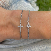Load image into Gallery viewer, Crystal Cross Silver Slider Bracelet
