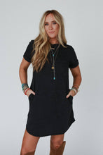 Load image into Gallery viewer, On The Daily Pocket Tee Dress-Black
