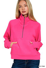 Load image into Gallery viewer, Scuba Half Zip Pullover With Kangaroo Pocket Zenana
