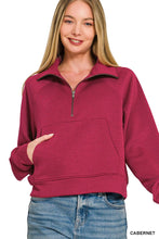 Load image into Gallery viewer, Scuba Half Zip Pullover With Kangaroo Pocket Zenana
