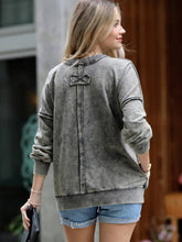 Load image into Gallery viewer, French Terry Acid Wash Raw Edge Pullover W/ Pockets Zenana
