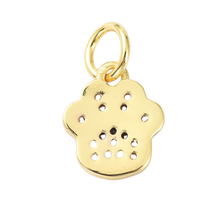 Load image into Gallery viewer, * Gold and Cubic Zirconia Paw Print Charm
