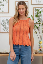 Load image into Gallery viewer, Pointelle Crochet Top-Orange
