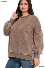 Load image into Gallery viewer, `Plus Acid Wash Fleece Hi Low Hem Pullover With Pockets Zenana
