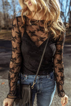 Load image into Gallery viewer, LDC Lace Mesh Crochet Splicing Slim Fit Long Sleeve Blouse
