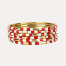 Load image into Gallery viewer, Red/White Veda Bangles - Set of 6
