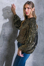 Load image into Gallery viewer, Holiday Glam-Sequin Blouse-Black
