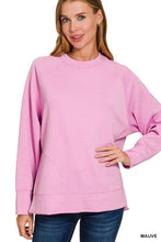 Load image into Gallery viewer, `Scuba Round Neck Pullover With Side Slits Zenana
