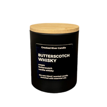 Load image into Gallery viewer, Butterscotch Whisky Candle – Matte Black Jar w/ Bamboo Lid
