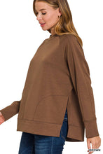 Load image into Gallery viewer, `Scuba Round Neck Pullover With Side Slits Zenana
