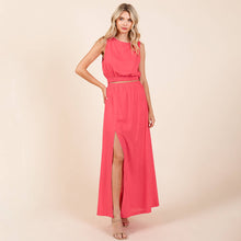 Load image into Gallery viewer, Malta-Linen Maxi Skirt Set-Fushia
