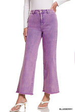 Load image into Gallery viewer, `Acid Wash Frayed Hem Straight Wide Denim Pants Zenana: SLEET-198094 / L
