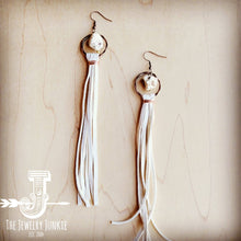 Load image into Gallery viewer, Cream Leather Tassel Earrings
