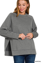 Load image into Gallery viewer, `Scuba Round Neck Pullover With Side Slits Zenana
