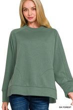 Load image into Gallery viewer, `Scuba Round Neck Pullover With Side Slits Zenana
