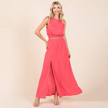 Load image into Gallery viewer, Malta-Linen Maxi Skirt Set-Fushia
