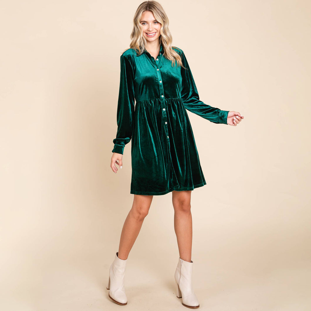 Feliz Navidad-Velvet Dress-Emerald