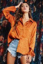 Load image into Gallery viewer, Leopard Satin Blouse-Rust
