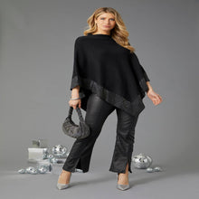 Load image into Gallery viewer, Tova Rhinestone Trim Poncho
