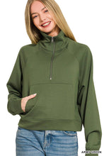 Load image into Gallery viewer, Scuba Half Zip Pullover With Kangaroo Pocket Zenana
