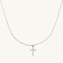 Load image into Gallery viewer, Silver Crystal Cross Necklace- Waterproof
