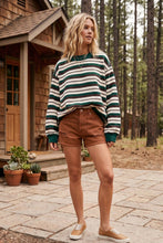 Load image into Gallery viewer, French Terry Striped Oversized Pullover
