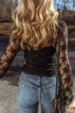 Load image into Gallery viewer, LDC Lace Mesh Crochet Splicing Slim Fit Long Sleeve Blouse
