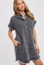 Load image into Gallery viewer, Frayed Denim Dress-Washed Black
